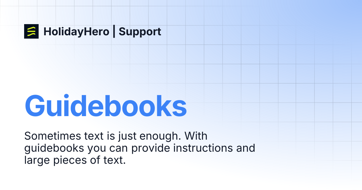 Guidebooks | HolidayHero | Support